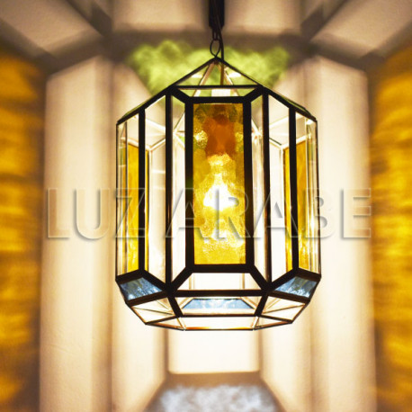 Lampadario a sospensione granadina in vetro trasparente e colori