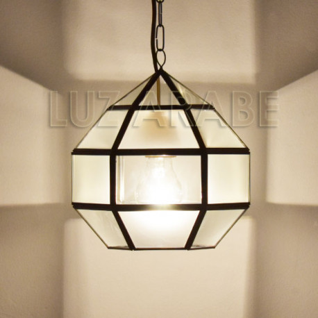 Lampe suspension Grenadian de verre coloré et transparent