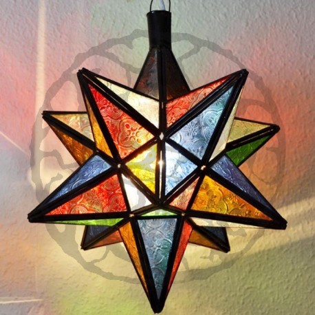 Lampada stella 12 angoli in vetro colorato