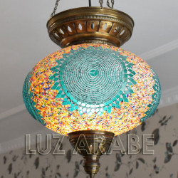 Gran lampara colgante turca de mosaico abierta
