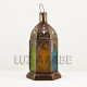 Lanterne orientale hexagonale en verre coloré