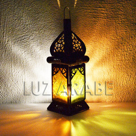 Lanterne marocaine carrée en verre coloré