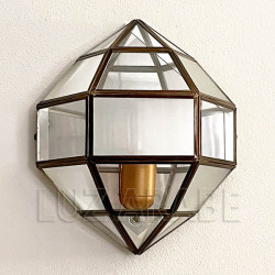 Aplique de pared granadino transparente y blanco