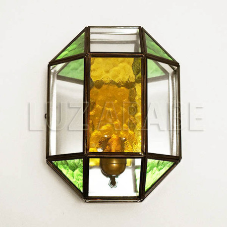 Aplique andalusí de cristal transparente y multicolor