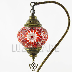 Lampara cisne de mesa turca de mosaico con rojo