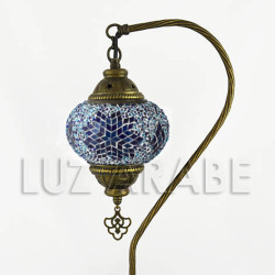 Lampara cisne de mesa turca de mosaico con tono azul turquesa