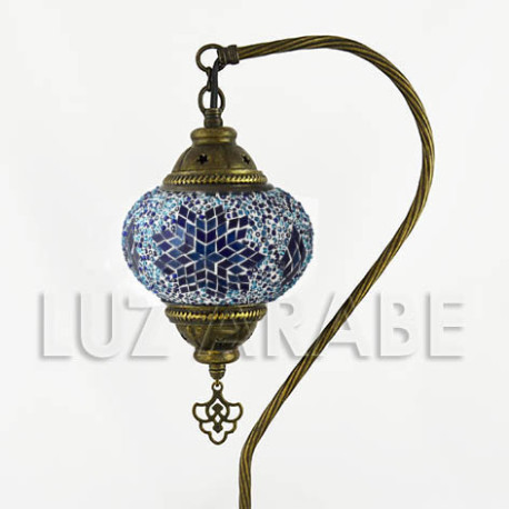 Lampara cisne de mesa turca de mosaico con tono azul turquesa