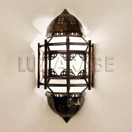 Aplique de pared andalusí de cristal blanco con barras
