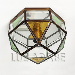 Plafón granadino Octogonal artesanal de cristal transparente y multicolor