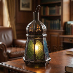 Farol de cristal y forja calada