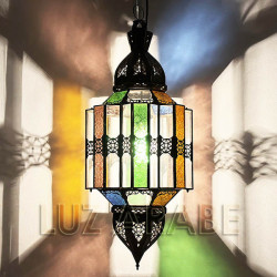 Lampara grande andalusí de cristal de colores
