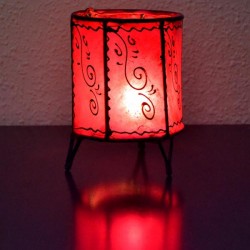 Portavelas copa de cuero pintado con henna