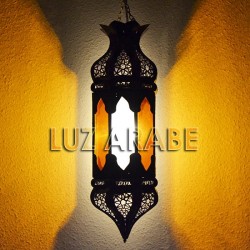 Lampara arabe octagonal de cristal bicolor