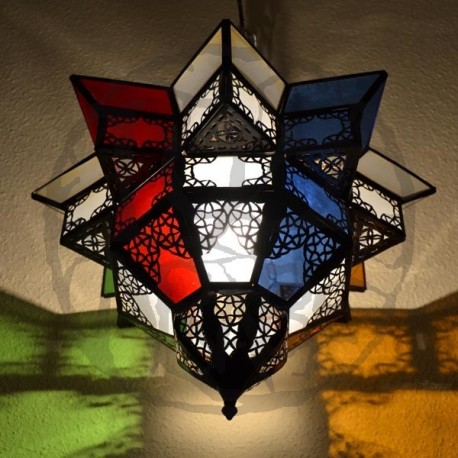Ceiling light shade of colored glass
