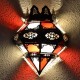 Crown shape wall sconce of glass and pierced iron