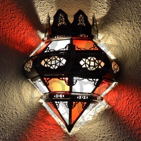 Crown shape wall sconce of glass and pierced iron