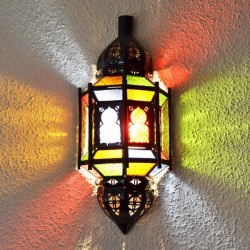 Aplique de pared andalusí de cristal con arcos y barras