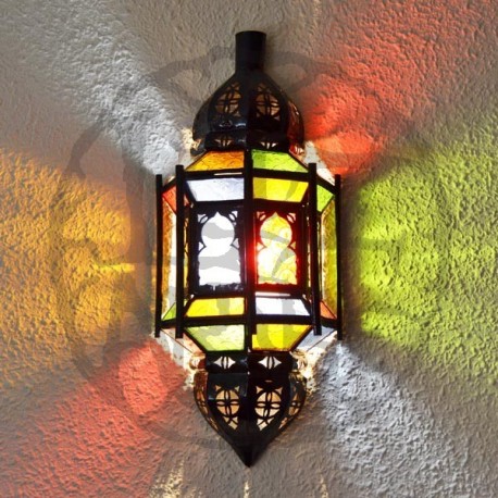 Aplique de pared andalusí de cristal con arcos y barras