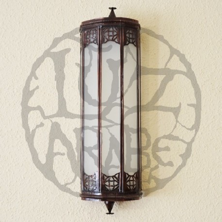 Aplique de pared árabe de bronce y cristal blanco