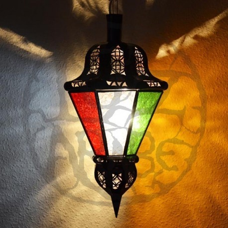 Lampe octogonale de forme gland de verre coloré