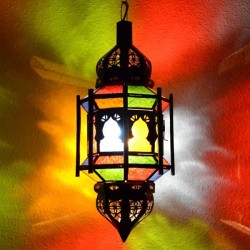 Lampara andalusí octagonal con barras y cúpulas