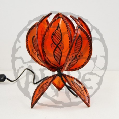 Lampe de table forme fleur de lotus de cuir peint