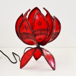 Lámpara de mesa flor de loto de piel