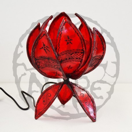 Lampe de table forme fleur de lotus de cuir peint