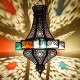 Lampara estrella octagonal de forja calada bronceada y cristal con resinas