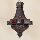 Lampara estrella octagonal de forja calada bronceada y cristal con resinas