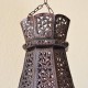 Lampara estrella octagonal de forja calada bronceada y cristal con resinas