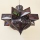 Lampe étoile octogonale en fer bronzé ajouré et verre avec des résines