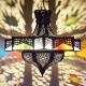 Lampe étoile octogonale en fer bronzé ajouré et verre avec des résines