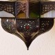 Lampe étoile octogonale en fer bronzé ajouré et verre avec des résines