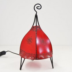 Lámpara carpa de cuero pintada con henna