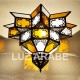 Plafón de techo andalusí estrella de cristal blanco y mostaza