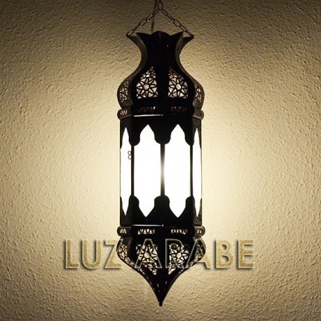 Lampara arabe octagonal de cristal blanco