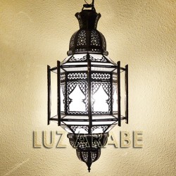 Gran lampara arabe con barras de cristal blanco