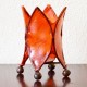 Pack 3 Lilie form Kerzenhalter aus Leder bemalte mit Henna