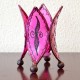 Pack 3 Lilie form Kerzenhalter aus Leder bemalte mit Henna