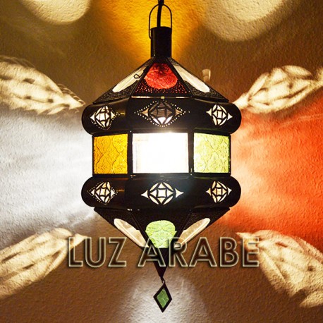 Lampe plafonnier andalouse de verre coloré