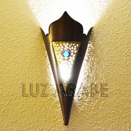 Aplique de pared antorcha de cobre con piedra azul