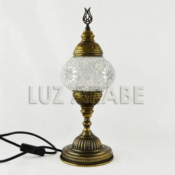 Lampara de mesa turca de mosaico en blanco con espejos