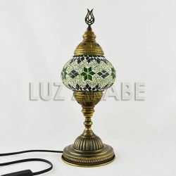 Lampara de mesa turca de mosaico con tono verde esmeralda