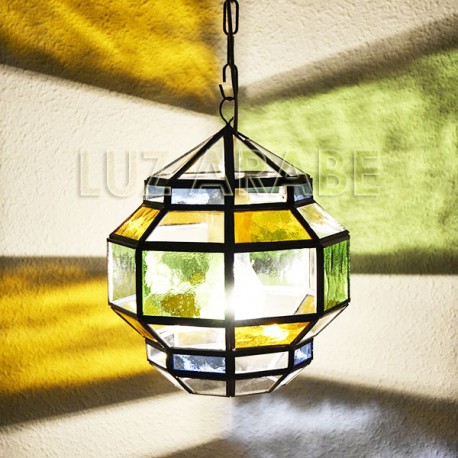 Lámpara granadina de cristal transparente y de colores