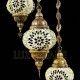 Lustre en mosaïque turque avec trois globes et ton vert