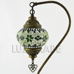 Lampara cisne de mesa turca de mosaico con tono verde esmeralda