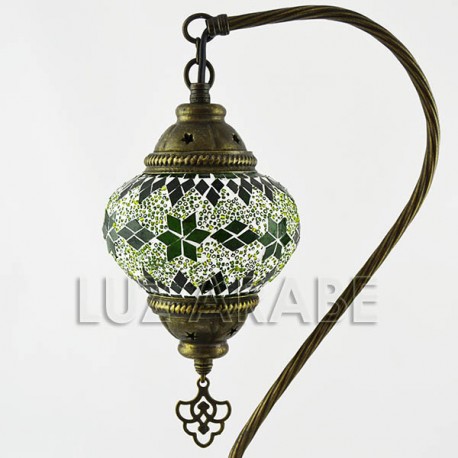 Candeeiro de mesa em mosaico turco em forma de cisne com tom verde esmeralda