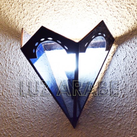 Aplique de pared marroquí de cristal azul triangular