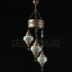 Lustre en mosaïque turque avec trois globes et ton vert